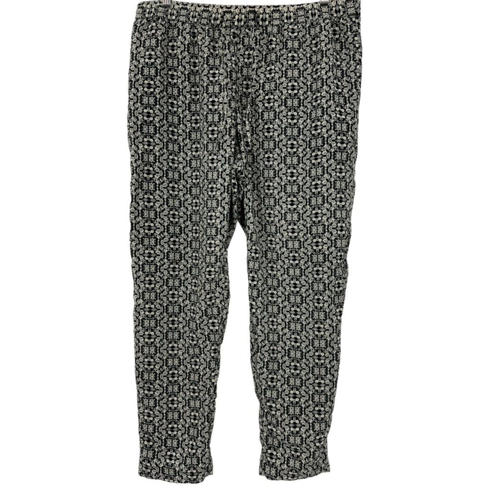 Joe Fresh pants Large womens pull on graphic print trousers drawstring casual